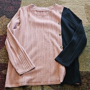 Pink and Black Kids' Ribbed Top